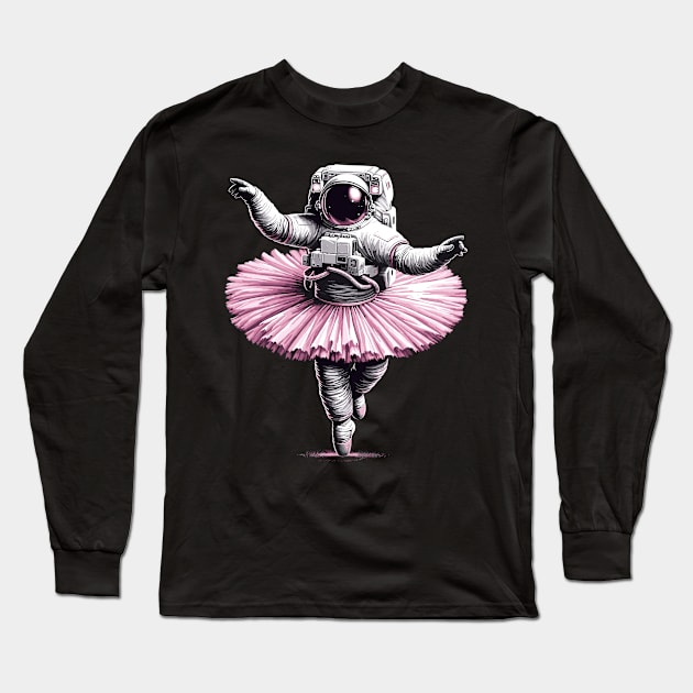 Cute Astronaut in Tutu Ballet Dancing Funny Ballet Long Sleeve T-Shirt by KsuAnn